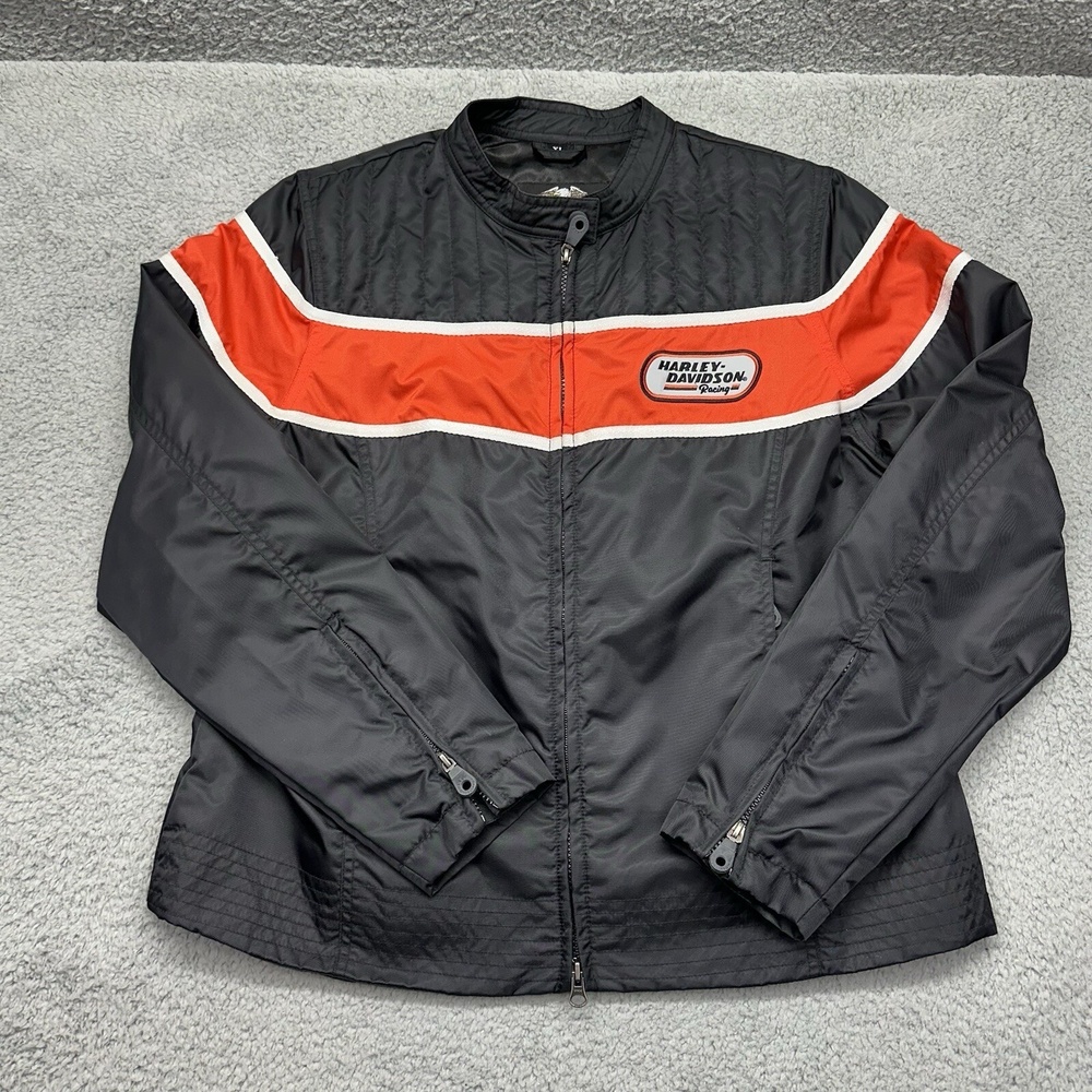 Harley-Davidson Women's Size XL 98408-06V Black‎ Orange 2006 Cafe Racer Jacket
